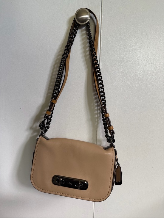 Coach Handbags - Coach Taupe Leather Shoulder Bag with Dark Chain Strap